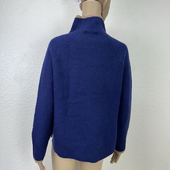 Ann Taylor Women's Navy Sweater Gold Button Mock Neck Nautical XS New - Picture 8 of 10